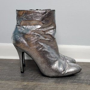 Metallic Silver Ankle Stiletto Boots Size 10